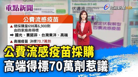 公費流感疫苗採購 高端得標70萬劑惹議【重點新聞】 20230422 Youtube