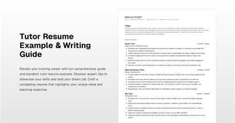 Tutor Resume Example Writing Guide