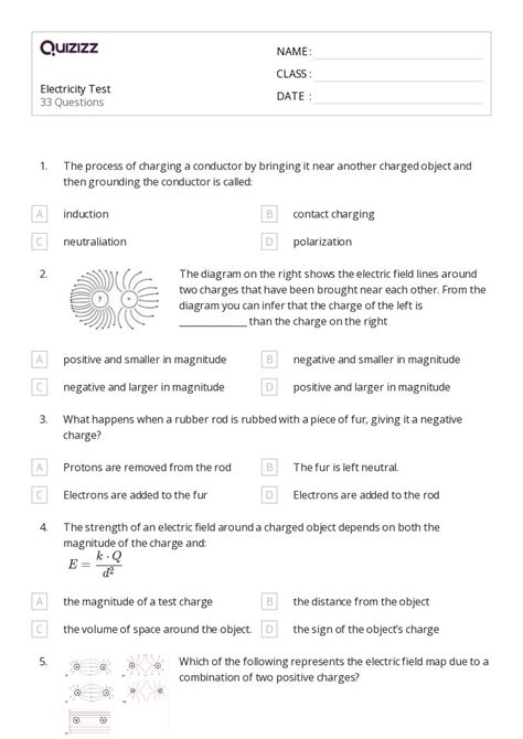 Coulombs Law And Electric Force Worksheets On Quizizz Free