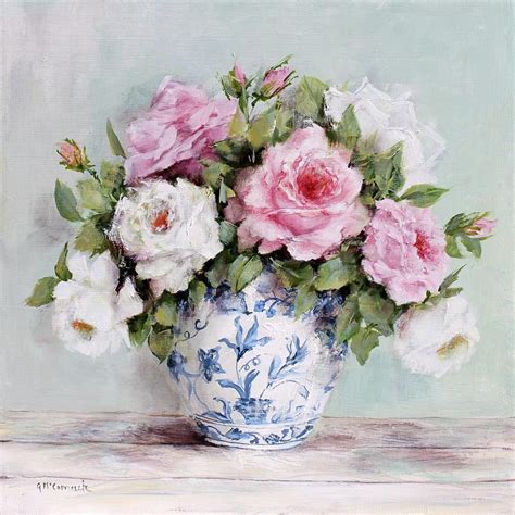 Scented Roses In Blue And White Vase Painting By Gail Mccormack Pixels