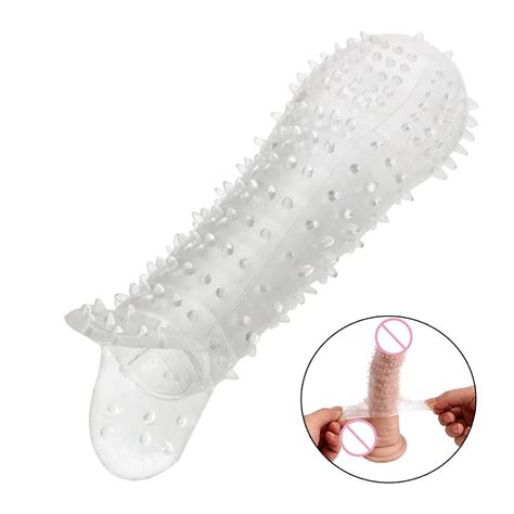 Reusable Spikes Condoms Cock Ring Sleeve Penis Enlargement Extender Sex