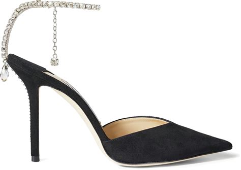 Jimmy Choo Saeda 100mm Pump Crystal Embellished Black Suede SAEDA100EWA