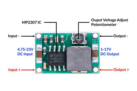 Mini360 DC DC Buck Converter Module Pinout Datasheet Features Specs