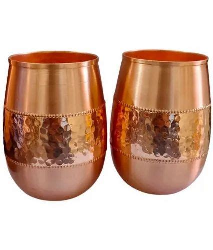 Cylindrical Mid Hammered Copper Glass Set For Drinking Water Capacity