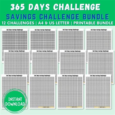 365 Days Savings Challenge Bundle Printable Savings Tracker Bundle 1