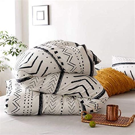 Jumeey White Boho Comforter Set Queen Aztec Bedding Full Size Black And