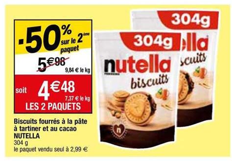 Promo Biscuits Fourr S La P Te Tartiner Et Auc Cacao Nutella Chez