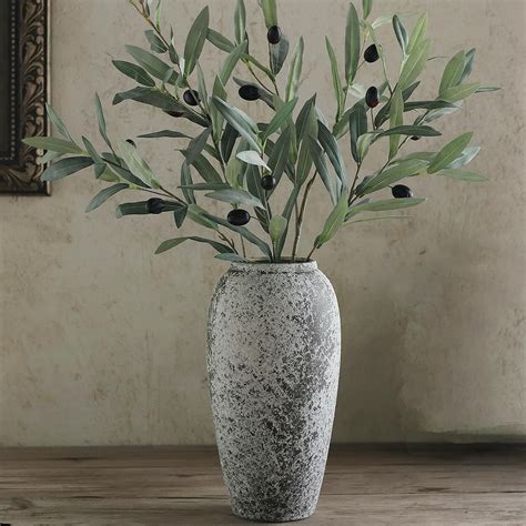 Rustic Large Ceramic Vase, Vintage Floor Tall Flower Vase Distressed