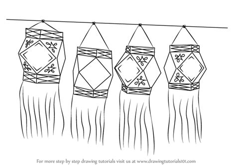 Learn How to Draw Diwali Lanterns (Diwali) Step by Step : Drawing Tutorials