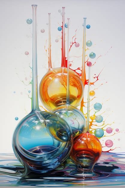 Premium Photo Painting Of A Group Of Colorful Glass Vases With Liquid