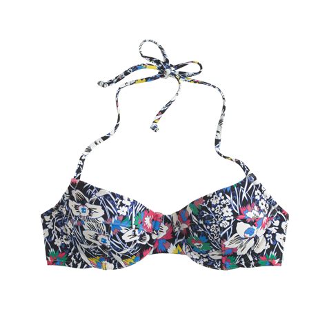 J Crew Dd Cup Demi Underwire Halter Bikini Top In Liberty Santa Maria