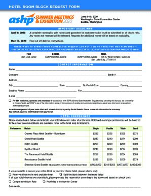 Fillable Online Hotel Room Block Request Form Fax Email Print Pdffiller