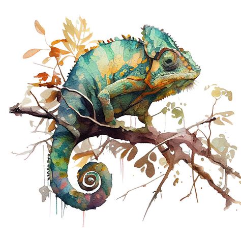 Chameleons Clipart Pngs Watercolor Tropical Reptiles Card Making