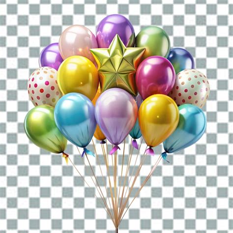 Premium PSD | Decorative multicolored balloons happy birthday card on transparent background