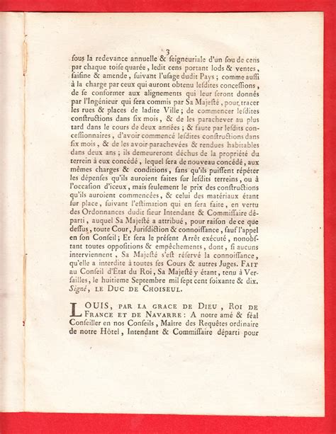 Arr T Du Conseil D Tat Du Roi Qui Ordonne Que Par Le Sieur Intendant