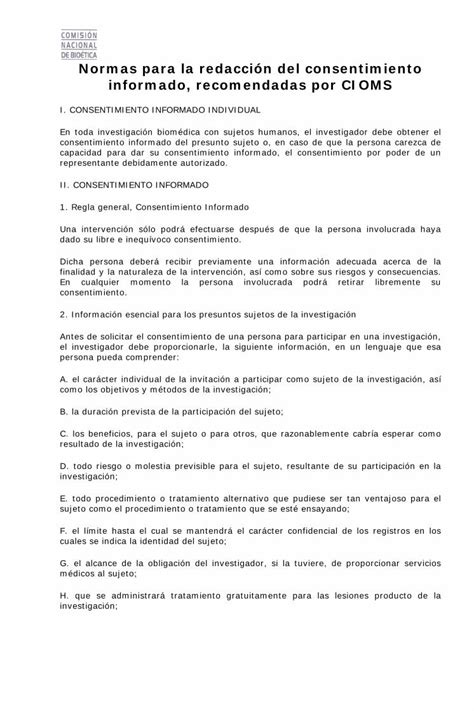 PDF Normas para la redacción del consentimiento informado