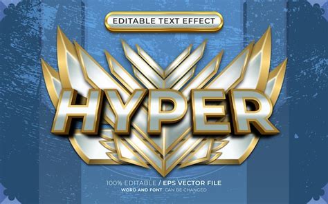 Premium Vector Hyper 3d Editable Text Effect With Winged Emblem Logo