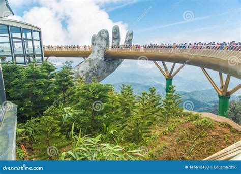 A View of Golden Bridge in Sunworld Ba Na Hills Park in Da Nang, Vietnam. Editorial Stock Photo ...