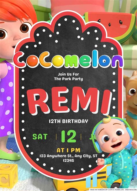 Free Cocomelon Birthday Canva Templates 3 Download Hundreds Free