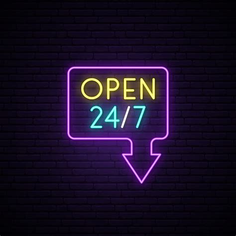 Open 247 Neon Sign Vector Premium Download