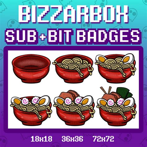 Ramen Noodles Twitch Sub Badges Cheer Bit Badges Emote Etsy