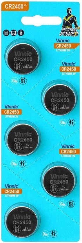 Vinnic CR2450 DL2450 ECR2450 3V Lithium Knoopcel Batterij 5 Stuks Bol