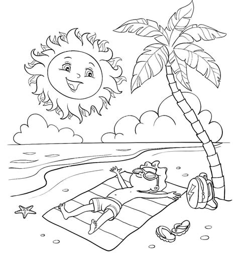 Sol En La Playa Para Colorear Imprimir E Dibujar ColoringOnly