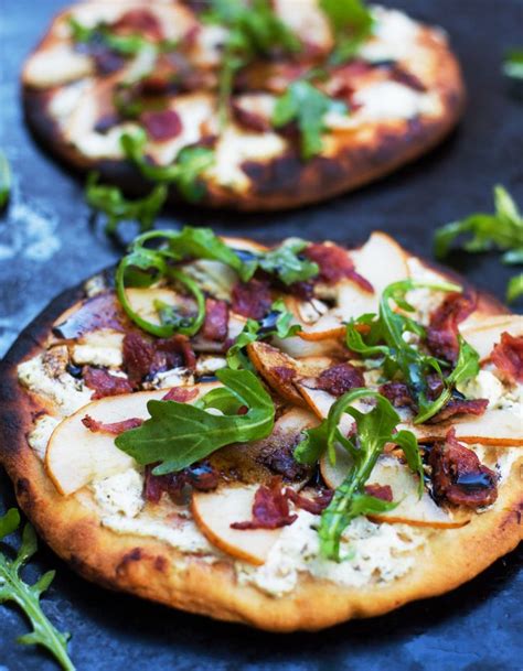 Goat Cheese Flatbread With Arugula Pear And Bacon Goat Cheese