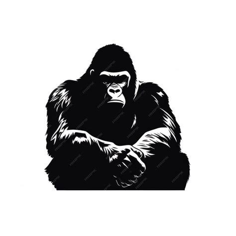 A silhouette gorilla sitting down with his arms crossed | Premium AI ...