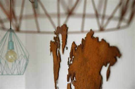 Rusty Art Decor Large Metal World Map Detailed Corten World Etsy