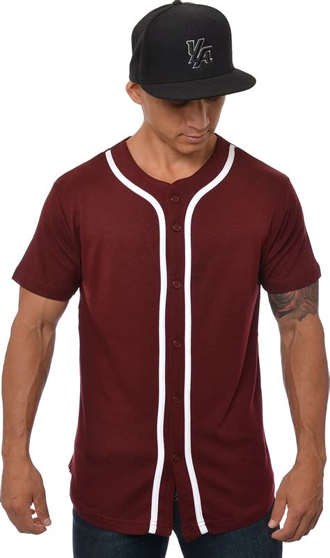 Youngla Playera De Béisbol Lisa Para Hombre De Botones Deportiva