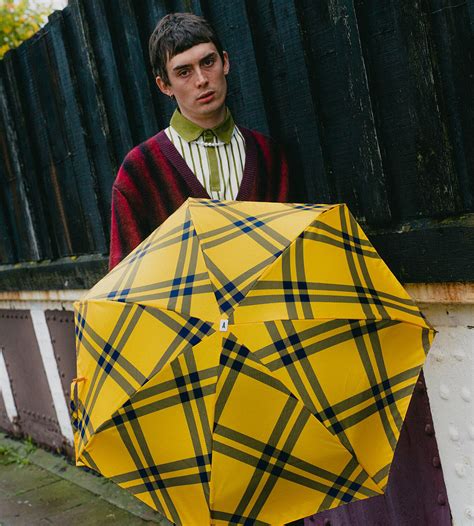 Yellow & Navy Tweed umbrella - Anatole mini-umbrella