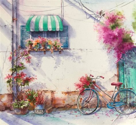 Hyun Jungsook On Instagram Summer 61x46cm Watercolor Sketch