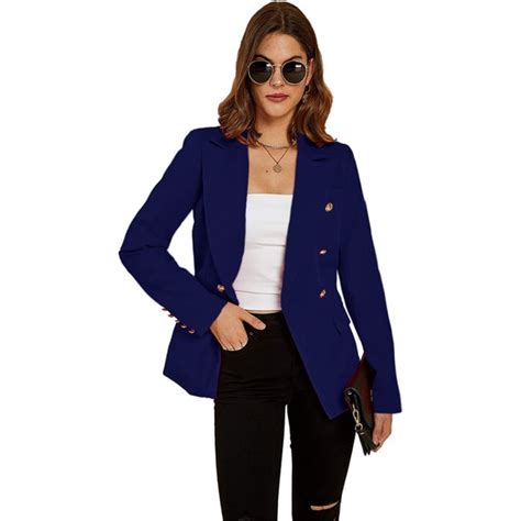 Plnotme Womens Long Sleeve Casual Solid Color Blazer Work Office Button Open Front Jacket Suit