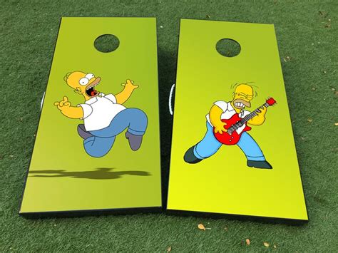 Homer Simspons Cartoon Rock Cornhole Board Game Decal VINYL WRAPS With