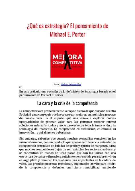 Qu Es Estrategia Seg N Michael Porter Resumen Qu Es Estrategia El