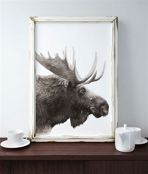 Digital Moose Wall Art Animal Prints Animal Art Monochrome | Etsy