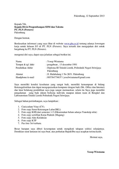 Ben Jobs Contoh Surat Lamaran Kerja PLN Kerja Tulisan Desain Cv