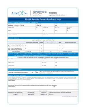 Fillable Online Prairiestate Flex Plan Enrollment Form Prairie State