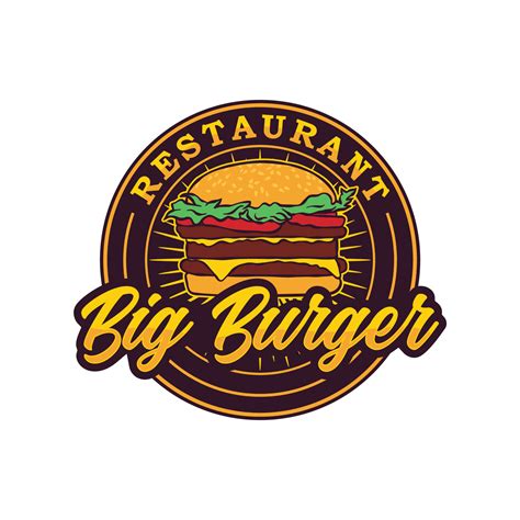 Vintage Retro Burger Label Sticker Logo Design Vector Vector