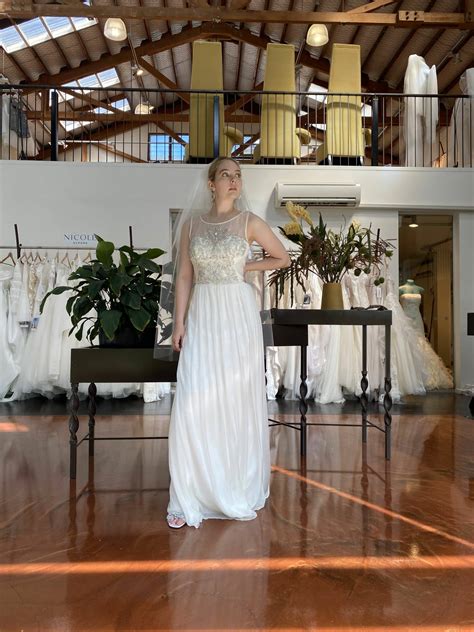 23721/22 - High Neck Wedding Gown with Silver Detail | Modes NZ