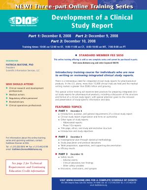 Fillable Online Diaglobal Development Of A Clinical Study Report Dia