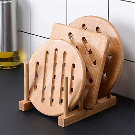 Buy Wholesale China Bamboo Hot Pads Trivet With Non Slip Heat Resistant Pads For Hot Dishes Pot