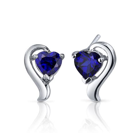 Heart Shaped Sapphire Earrings In Sterling Silver R S Ruby Oscar