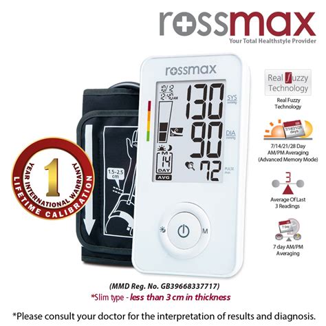 Rossmax Slim Type Automatic Blood Pressure Monitor Model Ax356f