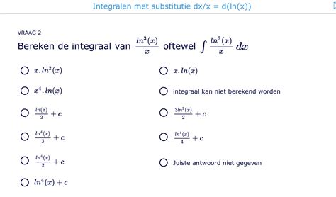 Integralen Met Substitutie Oefeningen Interactieve Oefening KlasCement