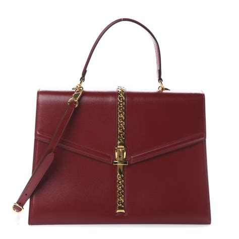 GUCCI Azalea Calfskin Medium Sylvie 1969 Top Handle Bag New Cherry Red