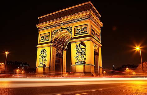 The Arc De Triomphe At Night Background Arc De Triomphe Tourist