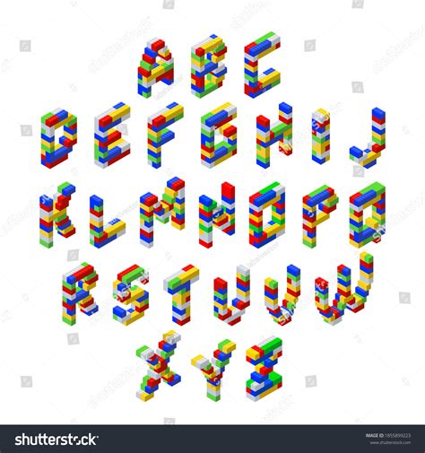 Lego Isometric Lego Font Complete Alphabet Stock Vector (Royalty Free) 1855899223 | Shutterstock