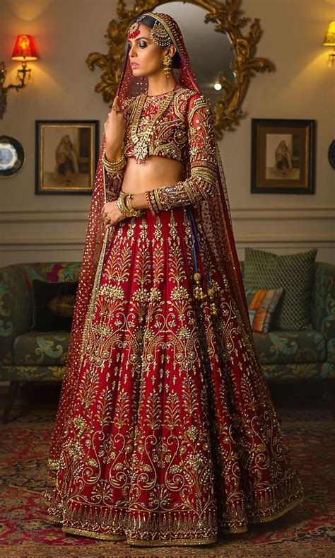 Deep Red Color Wedding Lehenga Indian Dresses Bridal Lehenga